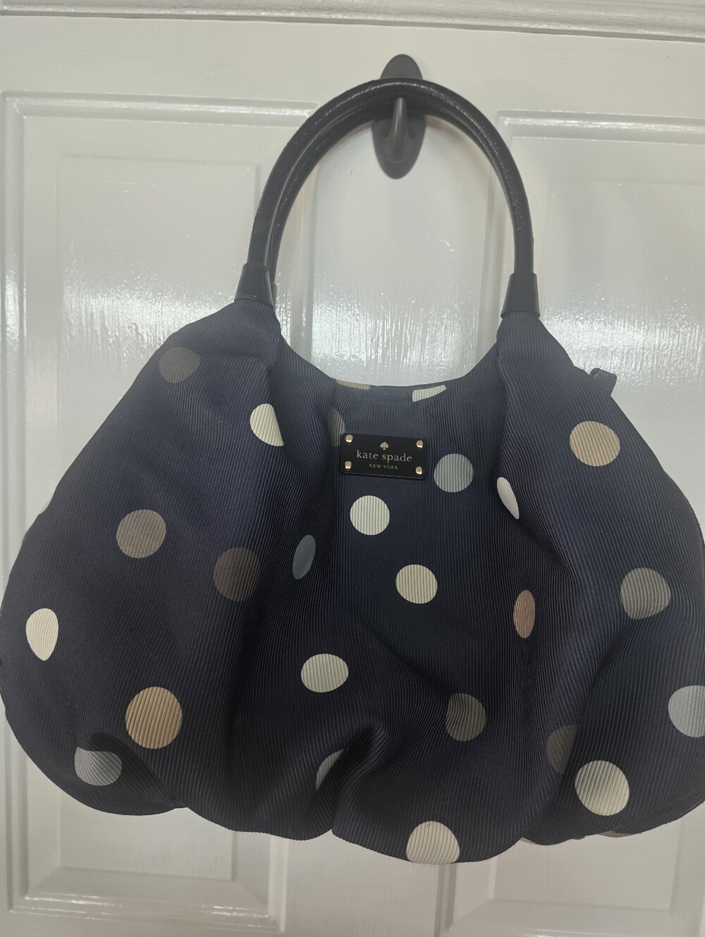 Kate Spade Navy Polka Dot Hobo Bubble Shoulder Bag